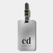 銀モノグラムイニシャル名 ラゲッジタグ (正面縦)