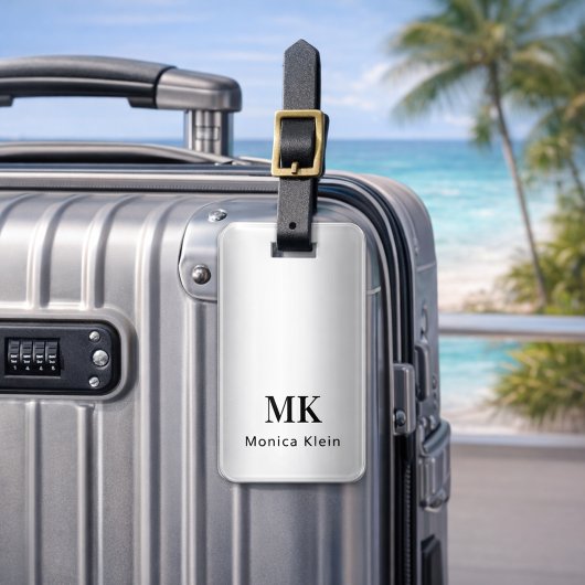 銀モノグラムイニシャル エレガント ラゲッジタグ