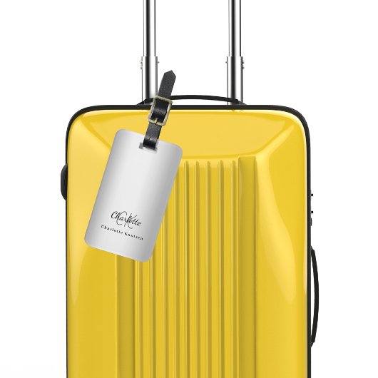 銀モノグラムイニシャル エレガント ラゲッジタグ