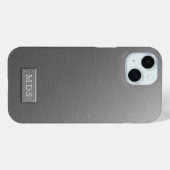 銀モノグラムフェイクチタニウムグレーブラッシュメタル Case-Mate iPhoneケース (裏面 (横))