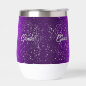 銀モノグラムモダン付き紫ブラシ仕上げ金属 | (左面)