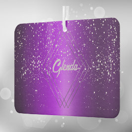 銀モノグラムモダン付き紫ブラシ仕上げ金属 | カーエアーフレッシュナー