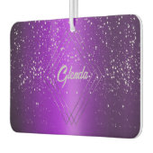 銀モノグラムモダン付き紫ブラシ仕上げ金属 | カーエアーフレッシュナー (左)