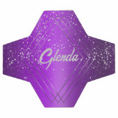 銀モノグラムモダン付き紫ブラシ仕上げ金属 | サッカーボール (フラット)