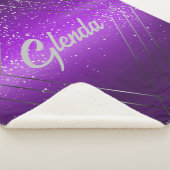 銀モノグラムモダン付き紫ブラシ仕上げ金属 | シェルパブランケット (3/4)