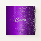 銀モノグラムモダン付き紫ブラシ仕上げ金属 | ノートブック (裏面)