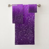 銀モノグラムモダン付き紫ブラシ仕上げ金属 | バスタオルセット (インサイチュ)