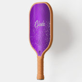 銀モノグラムモダン付き紫ブラシ仕上げ金属 | ピックルボールラケット (左)