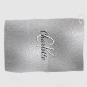 銀モノグラム名ミニマル主義者 ゴルフタオル (横)