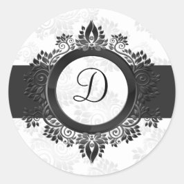 銀モノグラム封筒用シール ラウンドシール