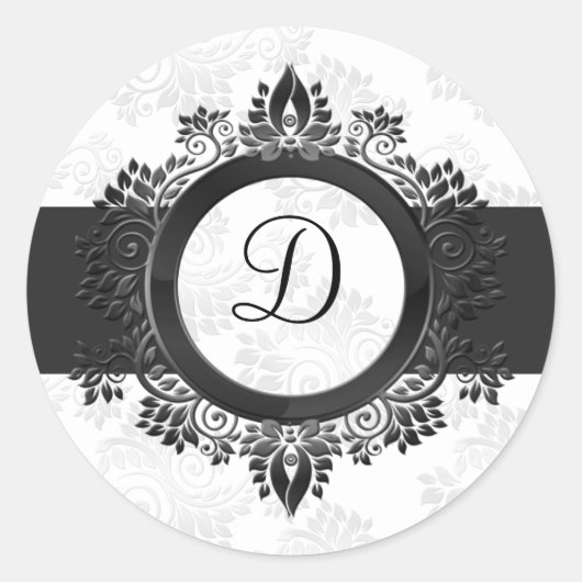 銀モノグラム封筒用シール ラウンドシール (正面)