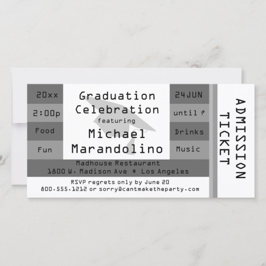 銀ユニーク入学チケットパーティの招待状 (正面)