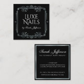 銀ユニーク箔が豪華な黒い四角 スクエア名刺 (正面/裏面)