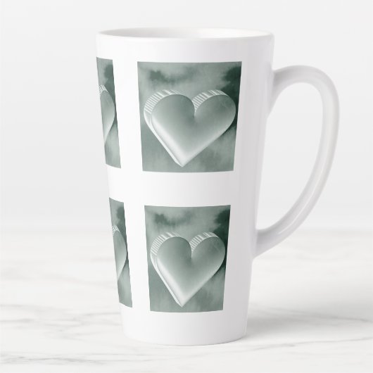 銀ユニーク3Dハート水彩手描きマグカップ カフェラテマグ (右)