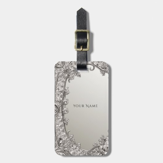 銀ラッ華美グモダンタグ ラゲッジタグ (正面縦)