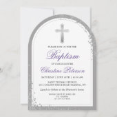 銀ラベエレガントンダーパープルバプテスムアーチ 招待状 (正面)