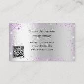 銀ラベンダーQRコードグリッター 名刺 (裏面)