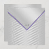 銀リップルパープルトリム結婚式招待状 招待状 (正面/裏面)