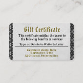 銀ロイヤリティギフト券 名刺 (正面)