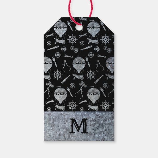銀亜鉛スチームパンクバルーズモノグラム ギフトタグ (正面)