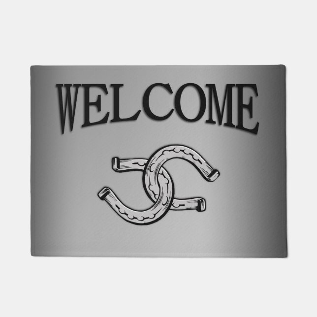 銀人気があるの恵まれた蹄鉄 ドアマット (正面)