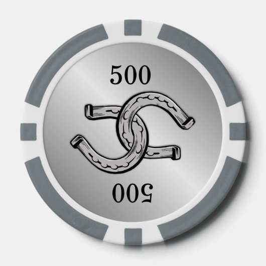 銀人気があるの恵まれた蹄鉄 ポーカーチップ (正面)