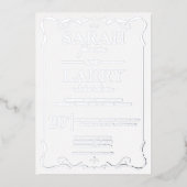 銀伝統的エレガント結婚箔招待状 箔招待状 (正面)