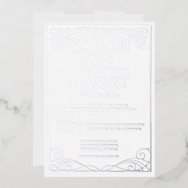 銀伝統的エレガント結婚箔招待状 箔招待状