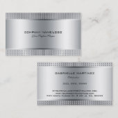 銀光沢のある金属デザイン – ステンレス鋼の外観 名刺 (正面/裏面)