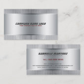 銀光沢のある金属デザイン – ステンレス鋼の外観 名刺 (正面/裏面)