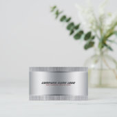 銀光沢のある金属デザイン – ステンレス鋼の外観 名刺 (スタンド正面)