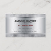 銀光沢のある金属デザイン – ステンレス鋼の外観 名刺 (裏面)