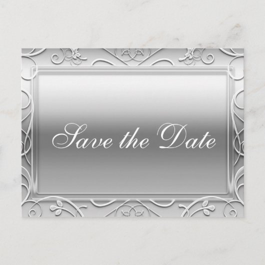 銀光沢エレガントなウェディング救データポストカード 案内ポストカード (正面)