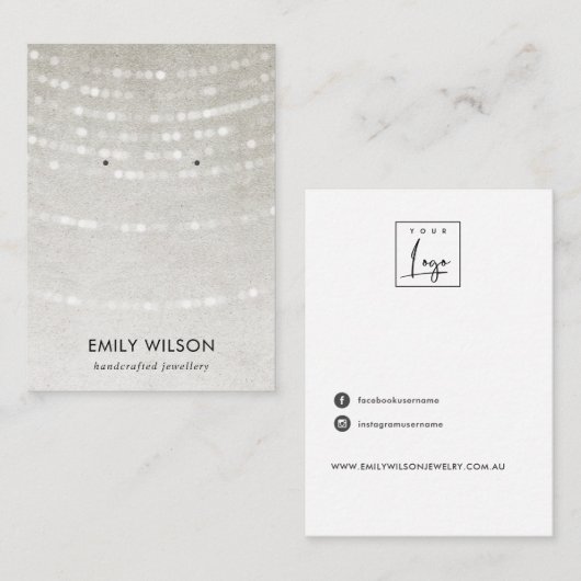 銀光素朴弦スタッドイヤリングディスプレイ 名刺 (正面/裏面)