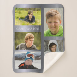 銀写真コラージュ孫のおばあちゃん シェルパブランケット