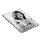 銀写真モノグラム名スクリプト ノートブック (右側)