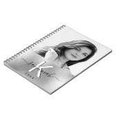 銀写真モノグラム名スクリプト ノートブック (左側)