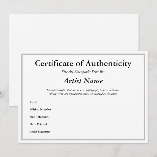 銀写真真正銘 招待状 (正面/裏面)