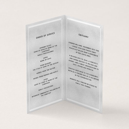 銀写真蝶の葬儀プログラム (内部)