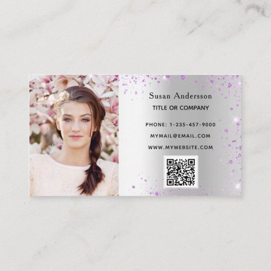 銀写真QRコードグリッターダストメス 名刺 (裏面)