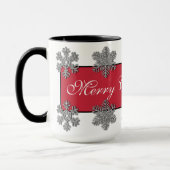 銀凍ってい結晶霜の降りた融雪マグカップ マグカップ (左)