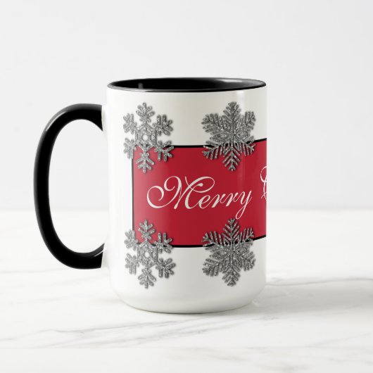 銀凍ってい結晶霜の降りた融雪マグカップ マグカップ (左)