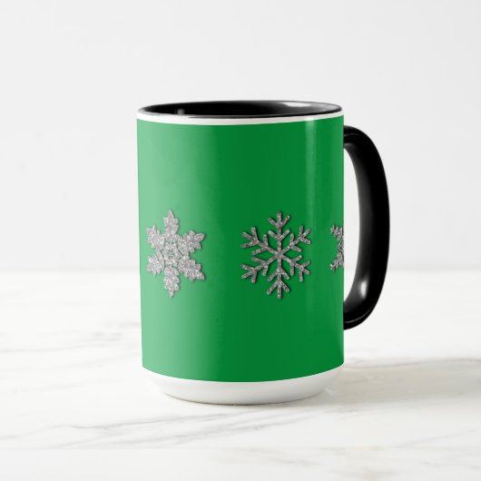 銀凍ってい結晶霜の降りた融雪マグカップ マグカップ (正面右)