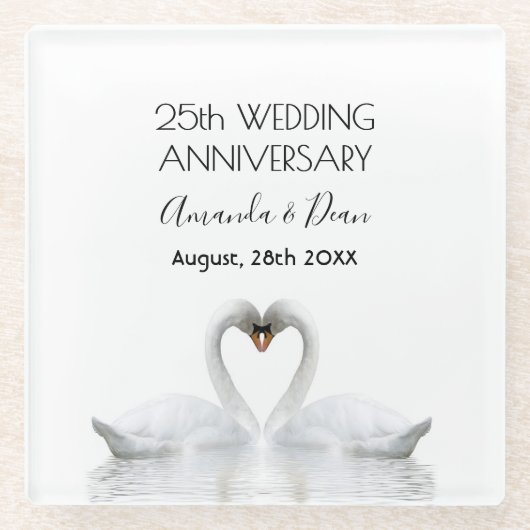 銀創立25周年ホワイトスワンは銀を愛している ガラスコースター (正面)