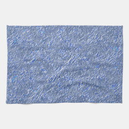 銀効果を持つ青い素朴な質感 キッチンタオル