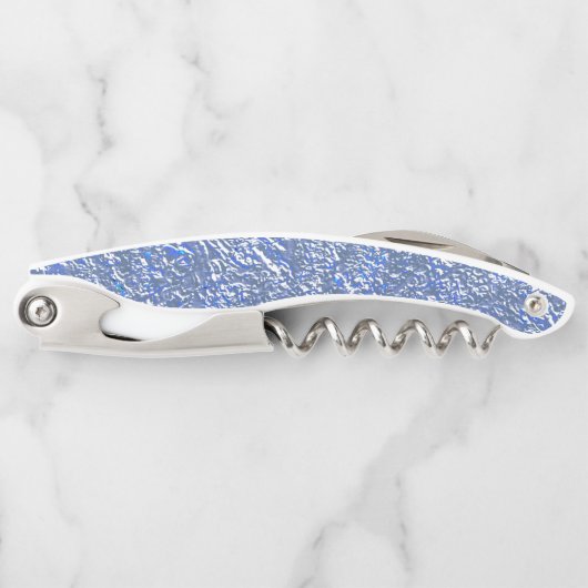 銀効果を持つ青い素朴な質感 ソムリエナイフ (正面)