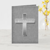 銀十字弔慰悔やみや弔慰葬 カード (黄色い花)