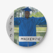 銀卒業 | Chic モダン Grad Photoパーティー ペーパープレート (正面)