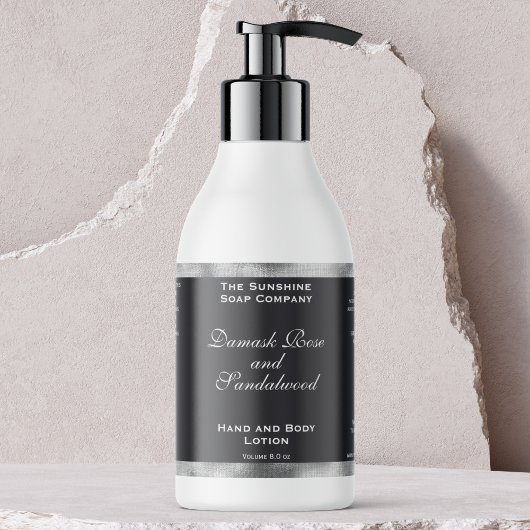 銀及びグレーフォイル化粧品ボトルラベル 長方形シール