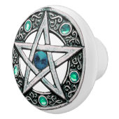 銀及びターコイズの五芒星の陶磁器のノブ セラミックノブ (右)